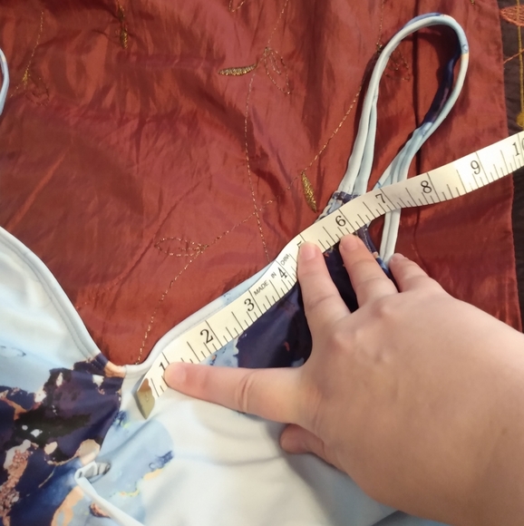 Blue Abstract Pattern 2pc Top and Skirt Swimsuit Set - Picture 8 of 12